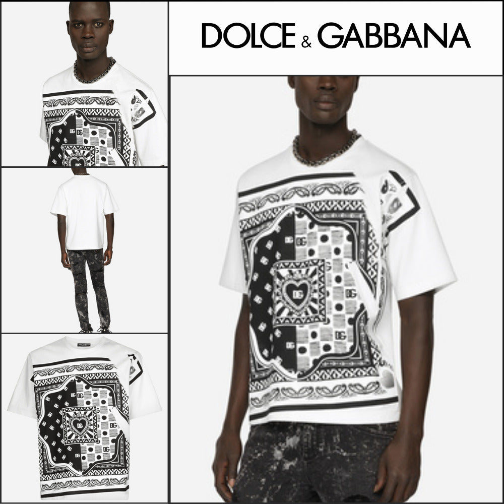 【Dolce & Gabbana】COTTON T-SHIRT WITH BANDANNA PRINT