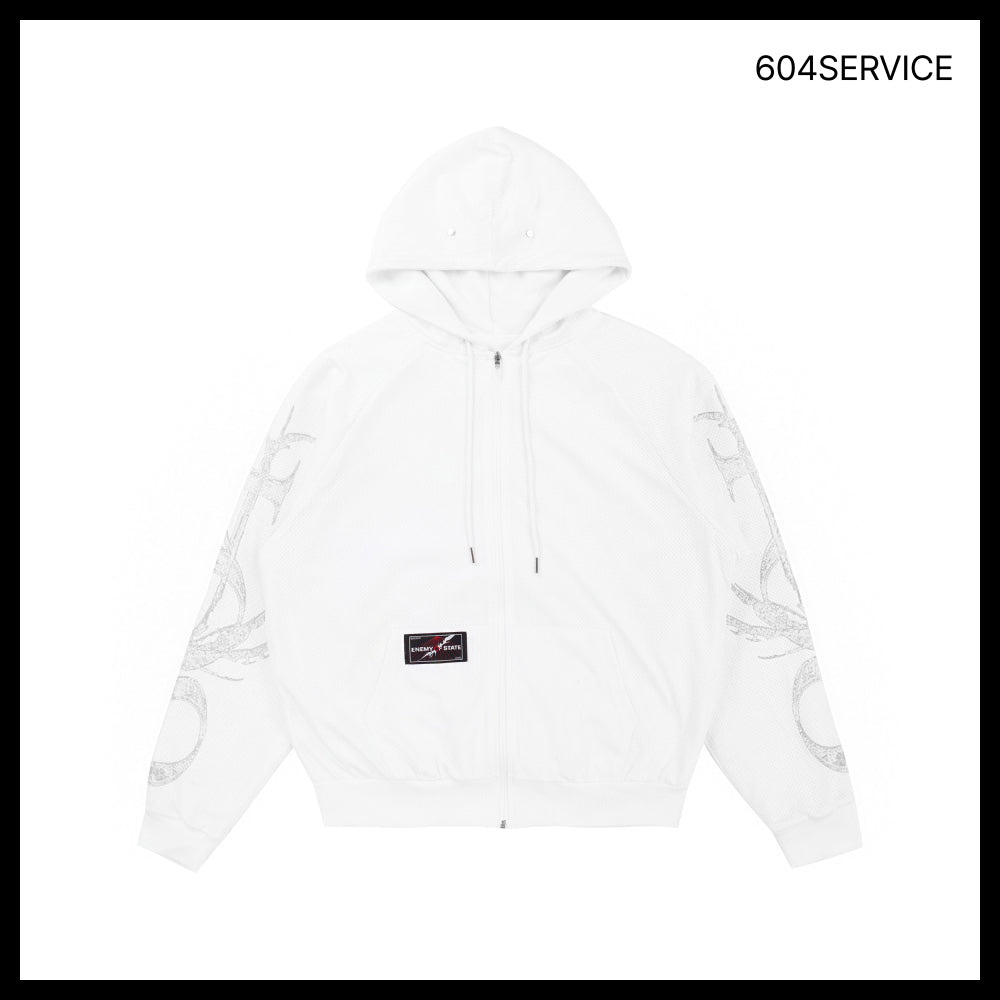 【604service】Reversible Sporty Zip-Up Hoodie in White