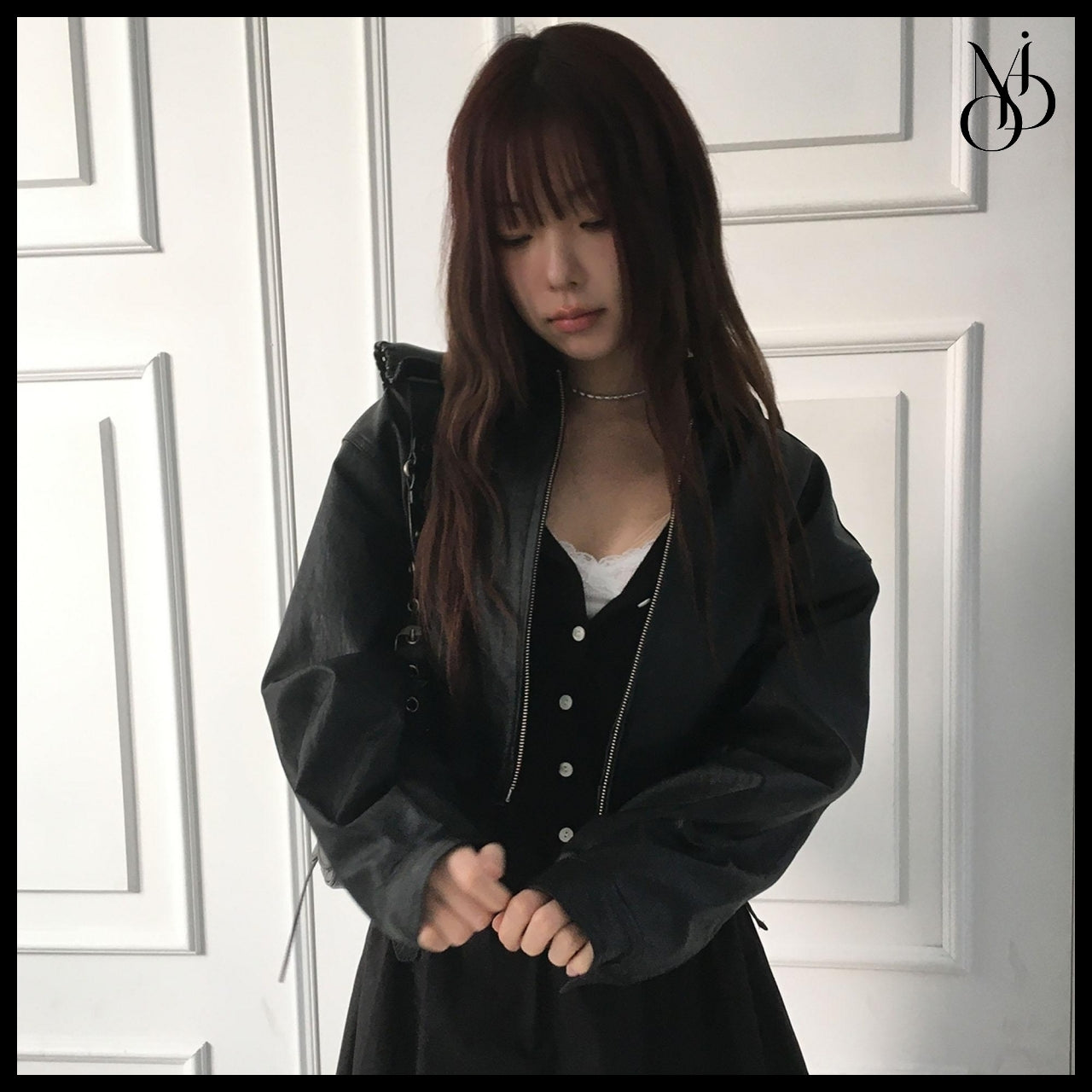 【MODIMOOD】Single Collar Half Crop Leather Jacket 3 Colors