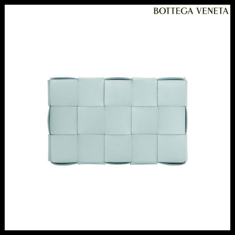 【BOTTEGA VENETA】Lambskin Leather Cassette Bag Teal Washed