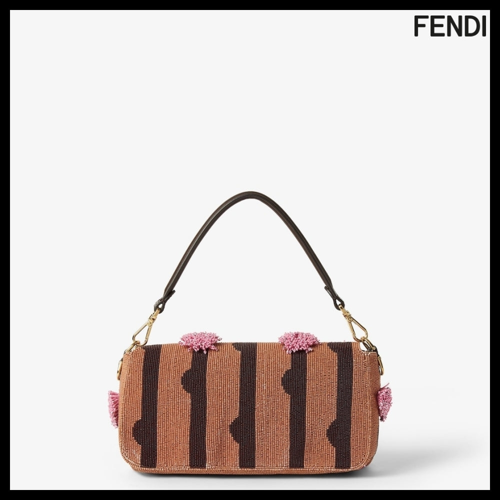 【FENDI】Baguette Multi Color Beaded Embroidery Tote Bag