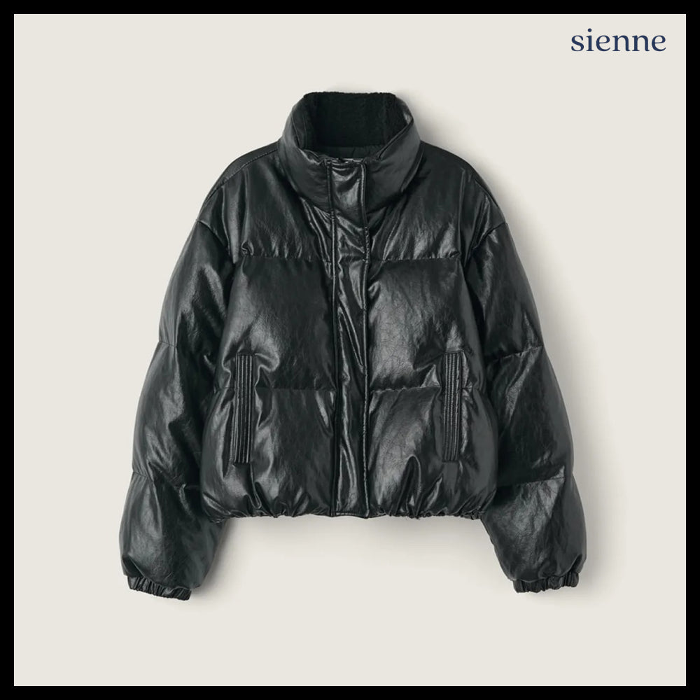 【SIENNE】Nuit Leather Goose-down Black