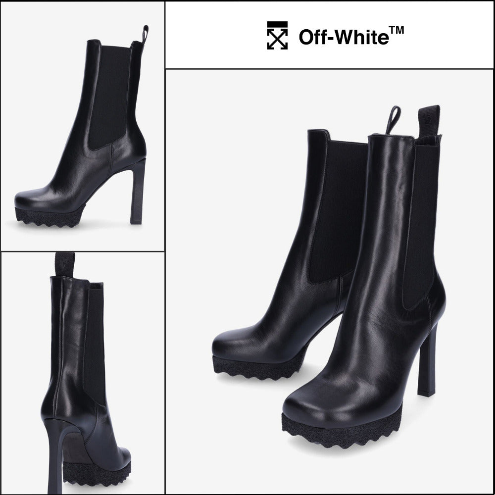 【Off-White】Sponge Platform Chelsea Heels - Black