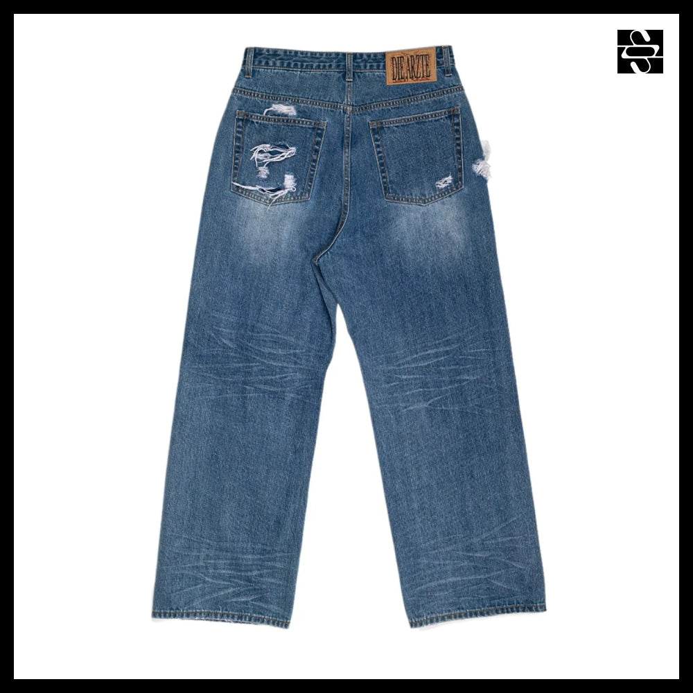 【SUNDAYOFFCLUB】Thrashed Repaired Selvage Denim Washed Blue