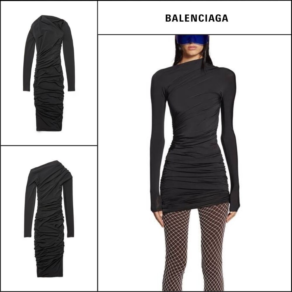【BALENCIAGA】Twisted Mini Dress Black