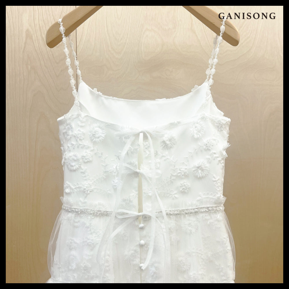 【GANISONG】Bridal Low Low Dress White