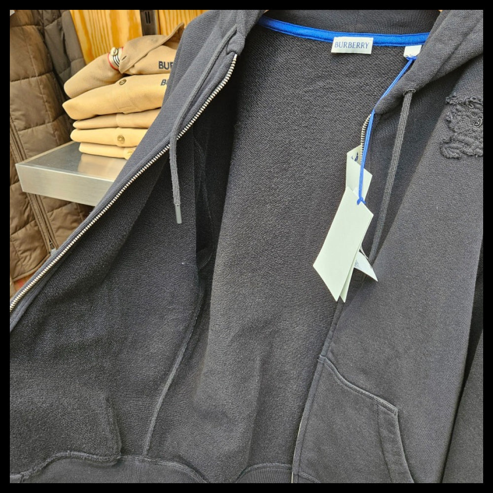 【Burberry】ES24 EKD Logo Embroidered Cotton Zip Hoodie