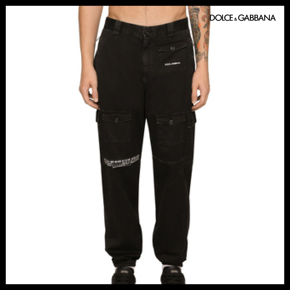 【Dolce & Gabbana】GARMENT-DYED CARGO PANTS WITH MULTIPLE