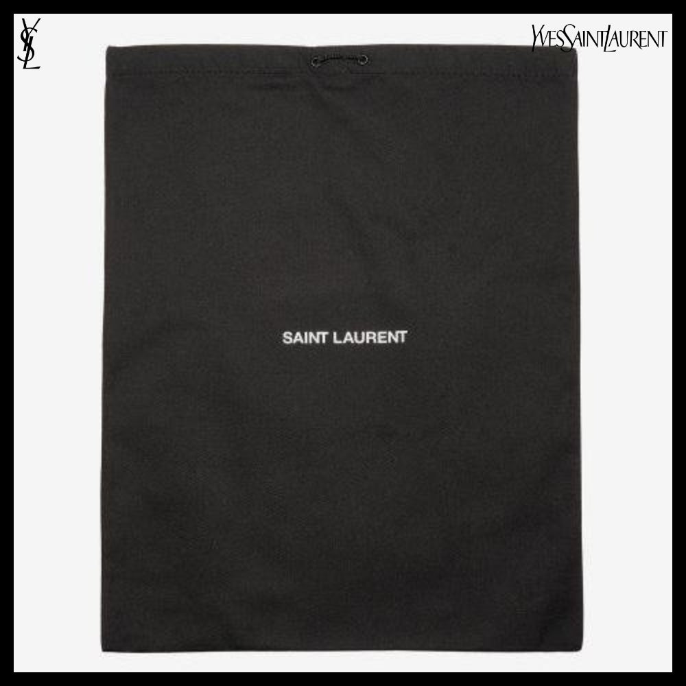 【Saint Laurent】Embossed Monogram Leather Espadrilles Black