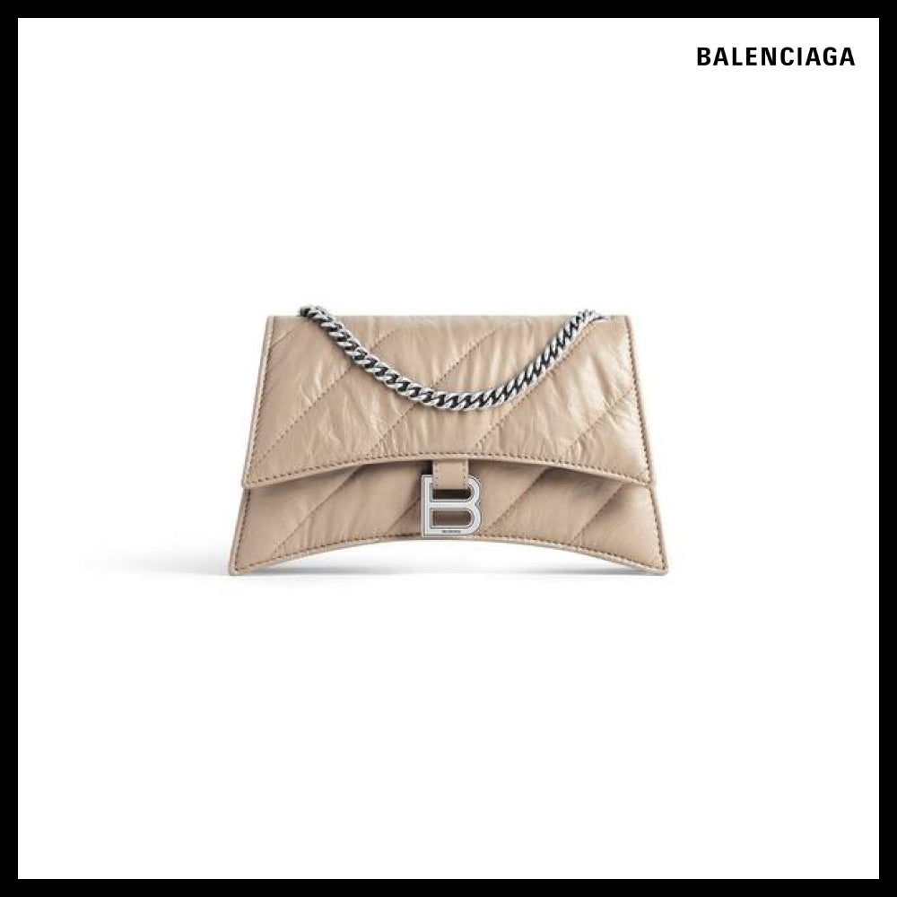 【BALENCIAGA】Crush XS Chain Bag Quilted Brown