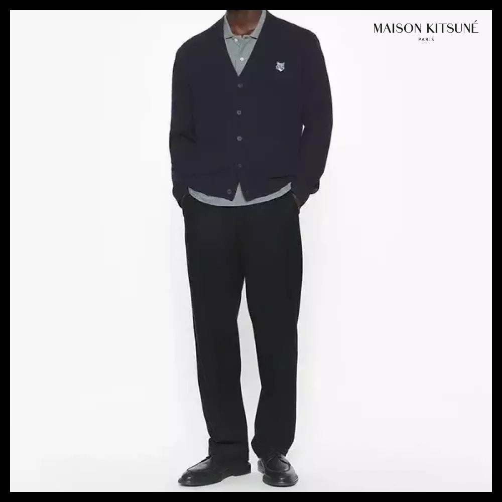 【MAISON KITSUNE】FW25 Men Fox Head Lambswool Cardigan