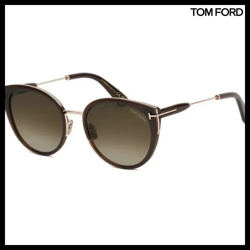 【TOM FORD】Brown Cat-Eye Round Sunglasses Asian Fit