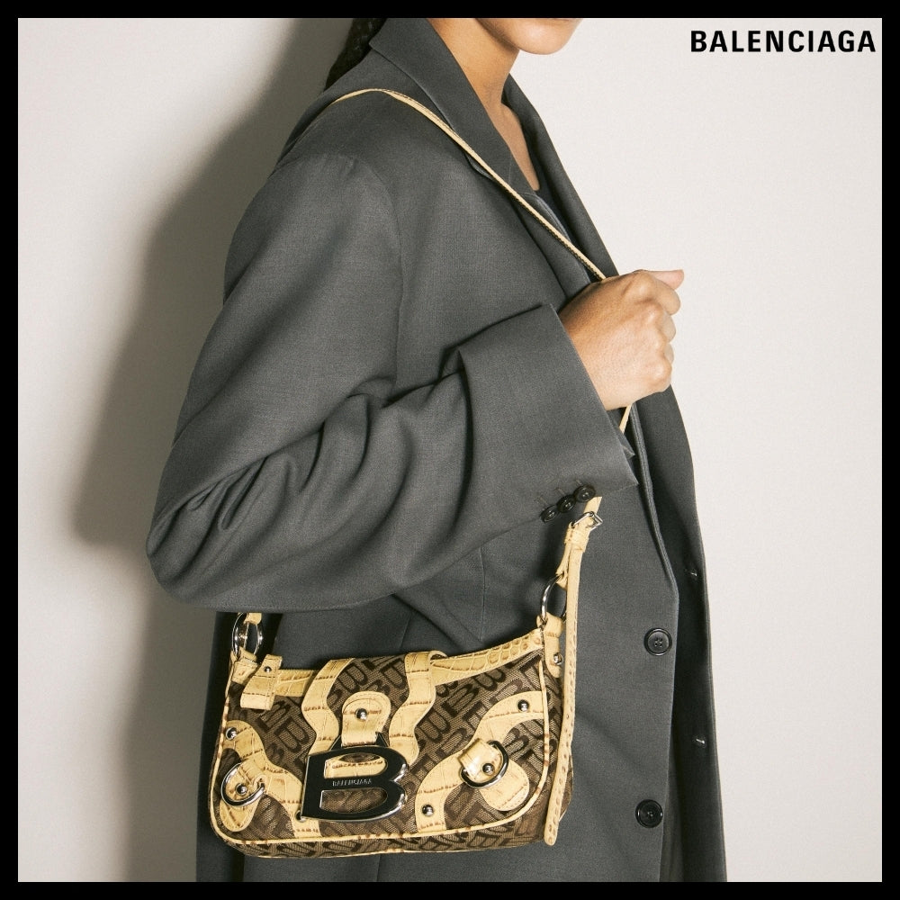 【BALENCIAGA】Essex Small Shoulder Bag Ebony Beige Mustard