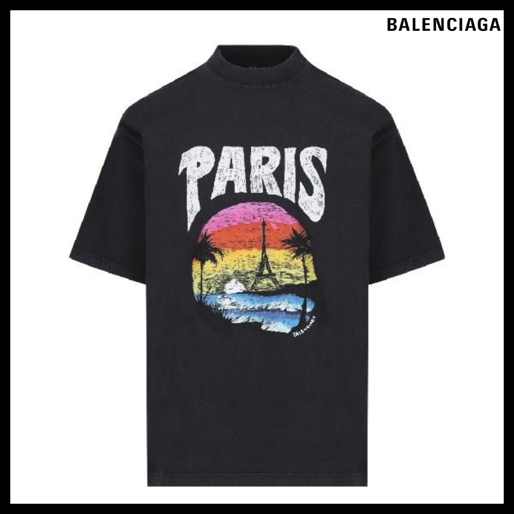 【BALENCIAGA】Paris Tropical Medium Fit T-Shirt Black