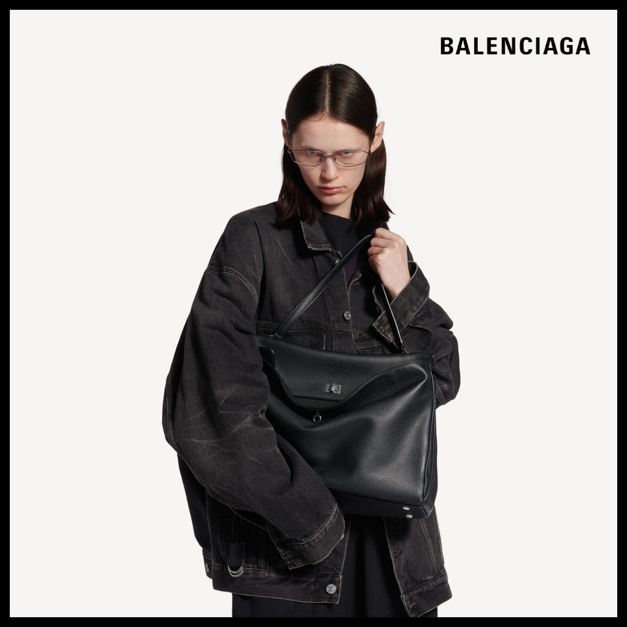 【BALENCIAGA】Rodeo Handbag Large Grained Calfskin