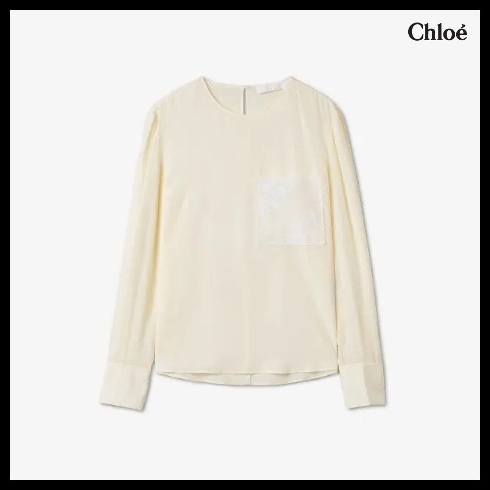 【Chloe】Round Neck Shirt White