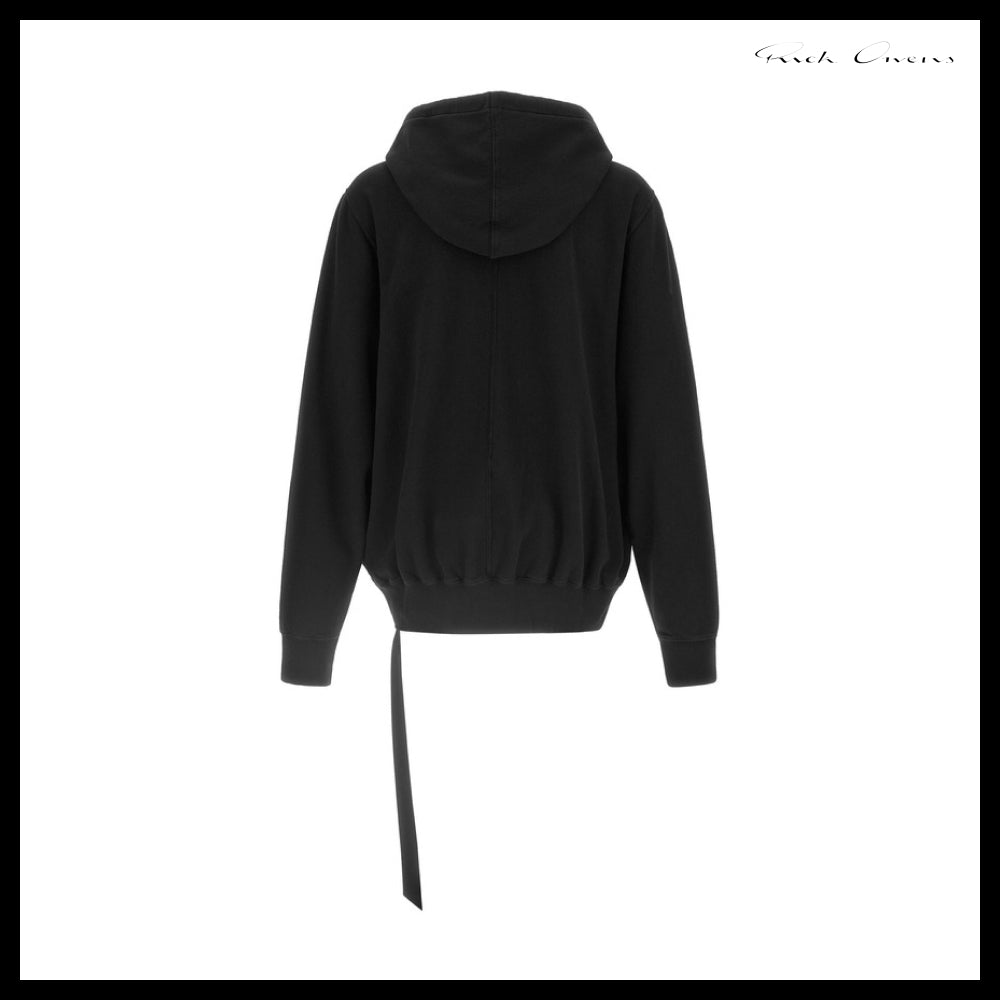 【Rick Owens】Black Hoodie with White Logo