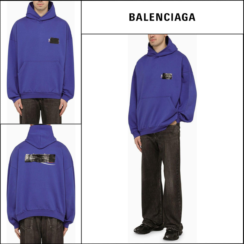 【BALENCIAGA】Political Campaign Sweatshirt Large Fit Navy