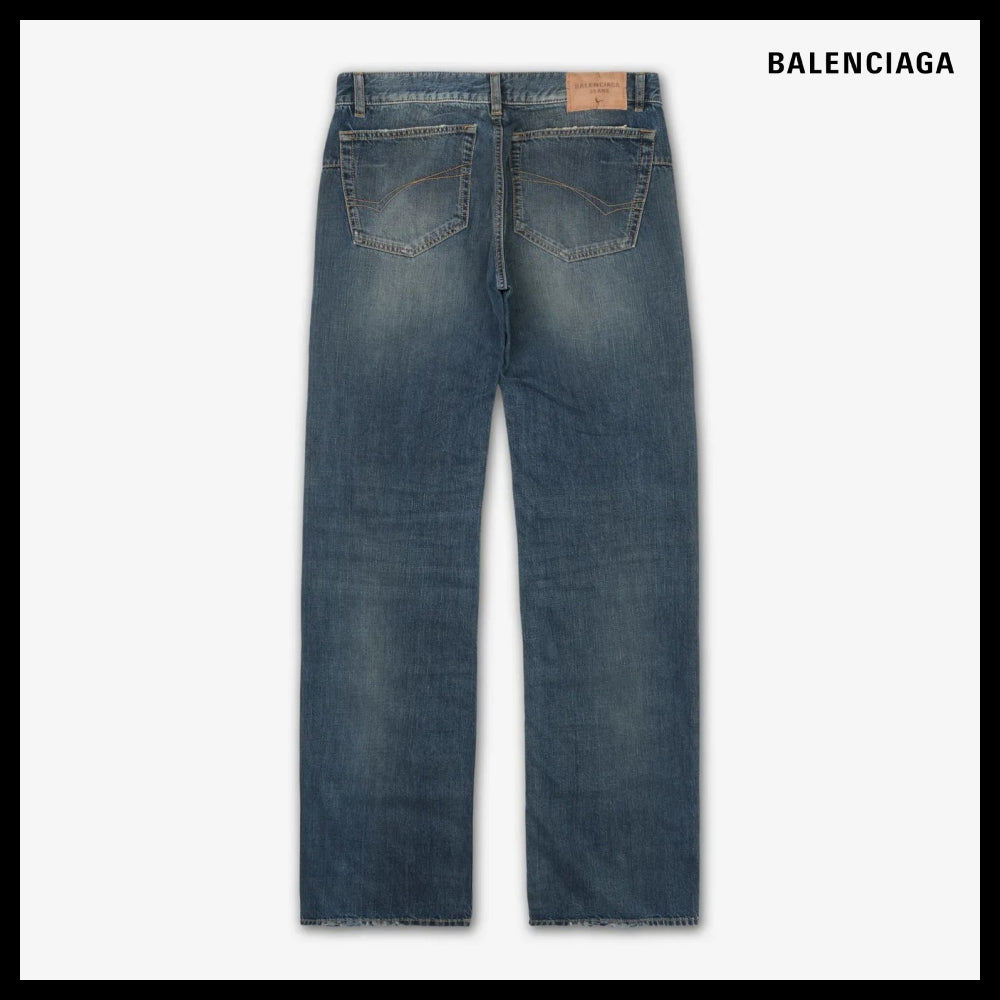 【BALENCIAGA】Low-Waist Fitted Denim Pants - Blue