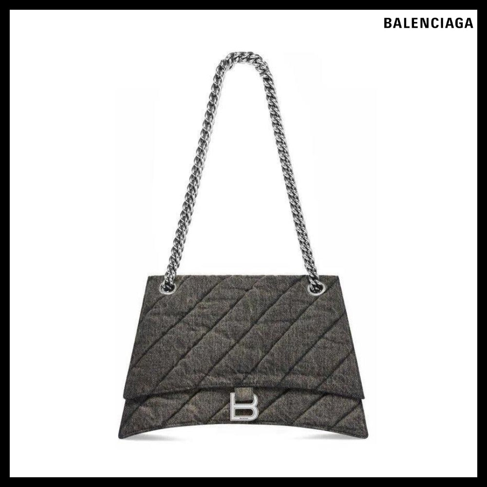 【BALENCIAGA】Crush Large Chain Bag Quilted Denim