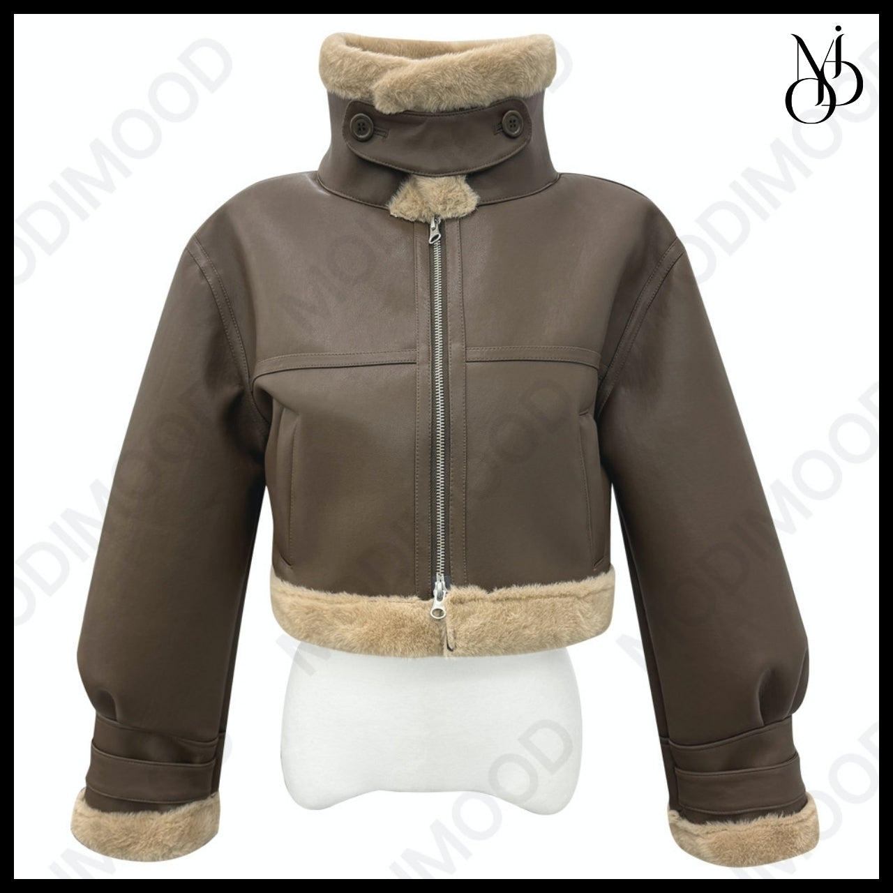 【MODIMOOD】Crop Mink Fur Mustang Brown
