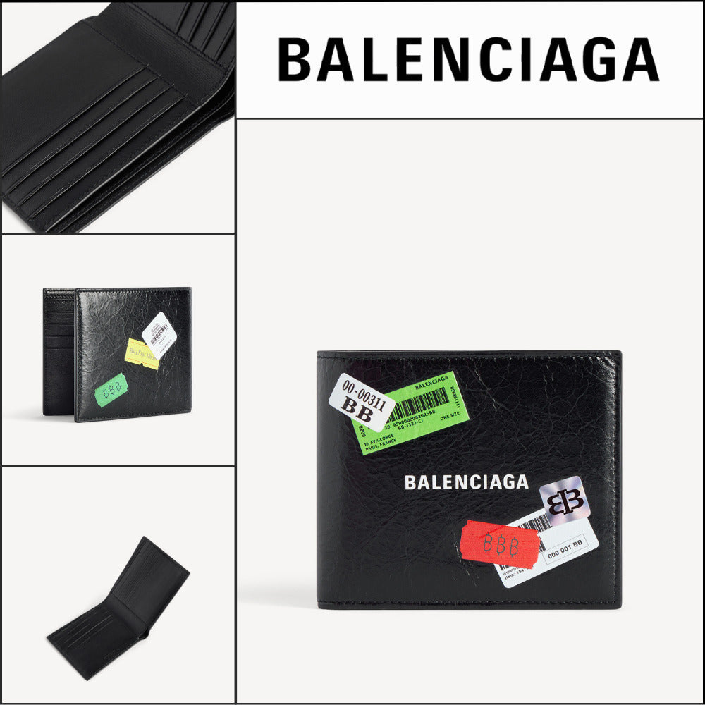 【BALENCIAGA】Cash Square Folded Wallet Black Multicolor