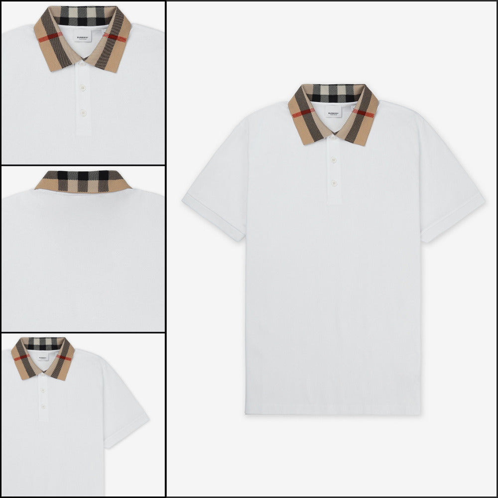 【Burberry】Cotton Slim Fit Polo Shirt White