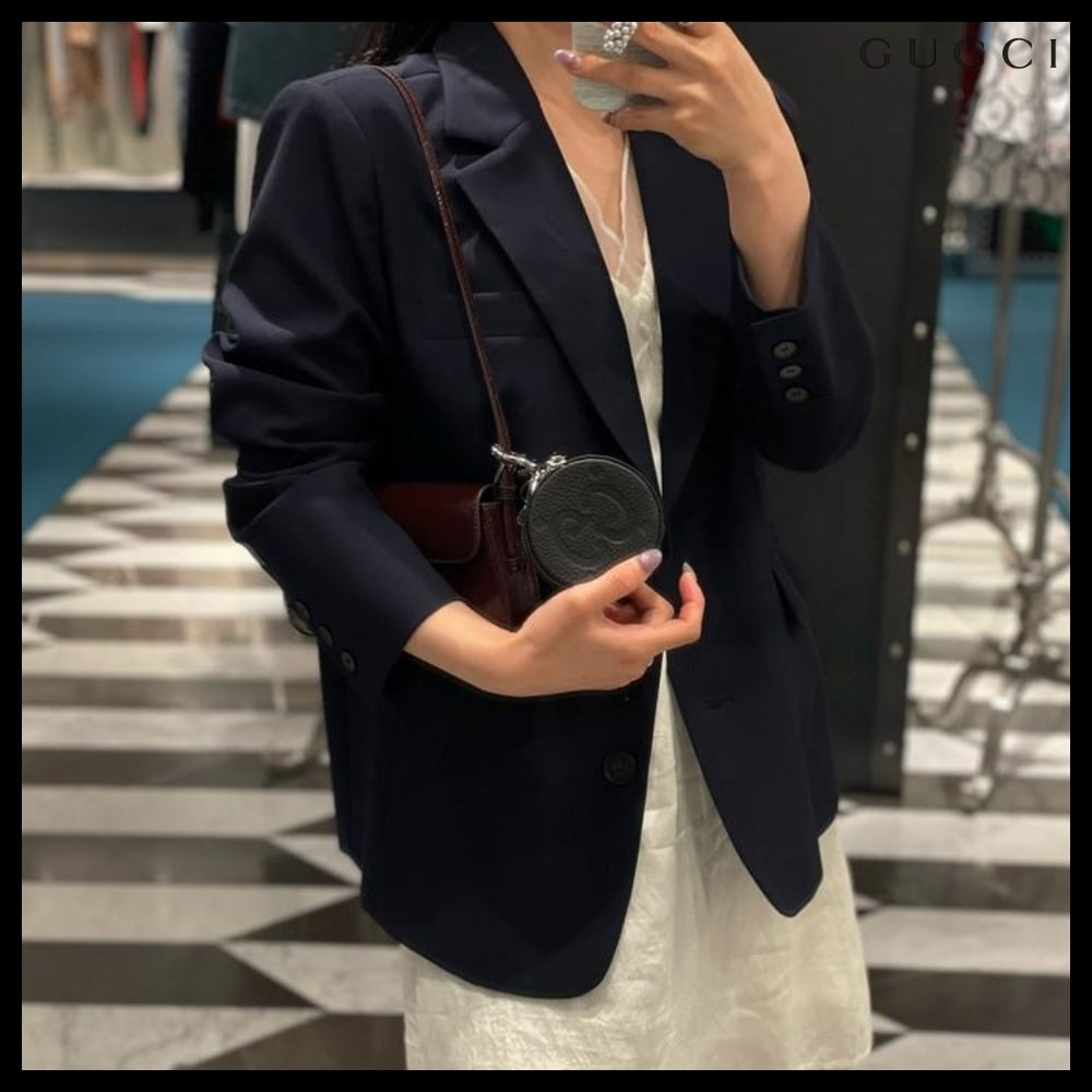 【GUCCI】PIUMA GG Jumbo Calf Keyring Coin Wallet Black