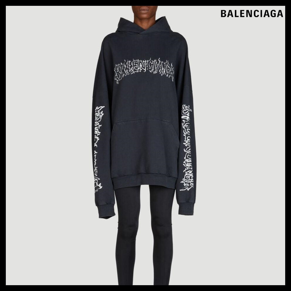 【BALENCIAGA】Darkwave Large Fit Hooded Sweatshirt Black