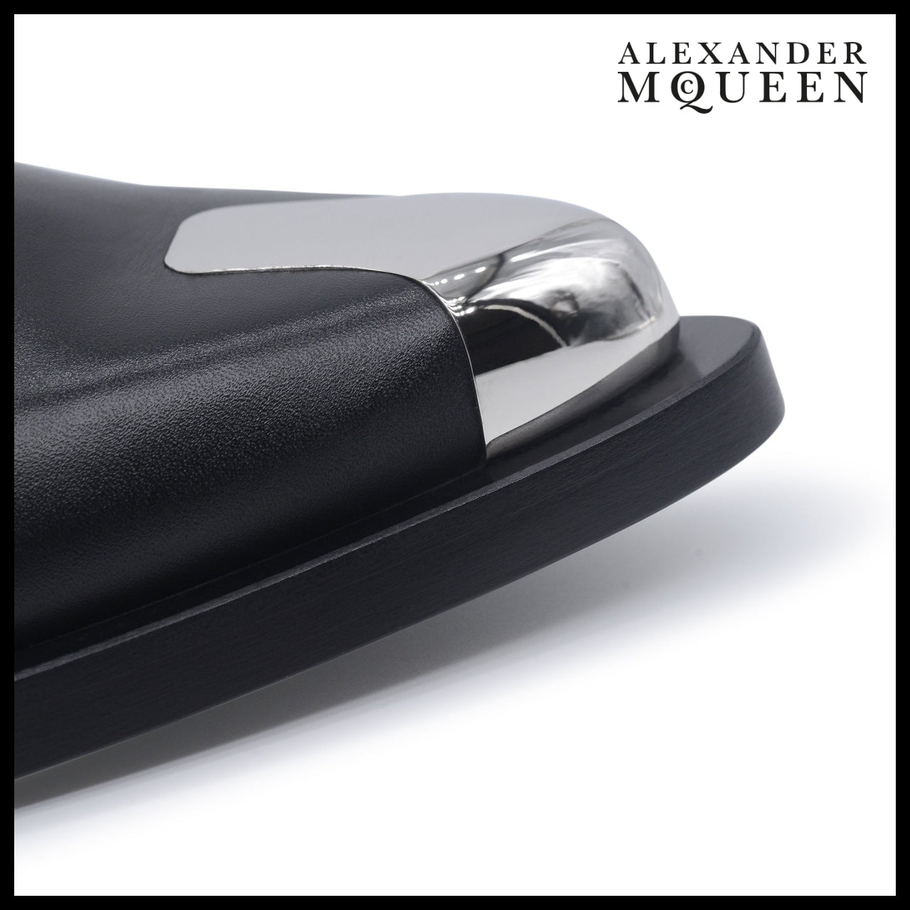 【Alexander Mcqueen】Punk Silver Tip Pointed Shoes Black