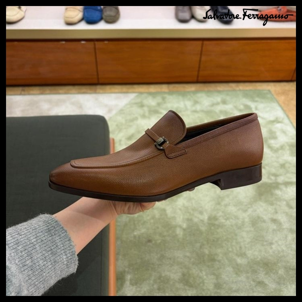 【FERRAGAMO】CHARME GANCINI LEATHER LOAFERS BROWN