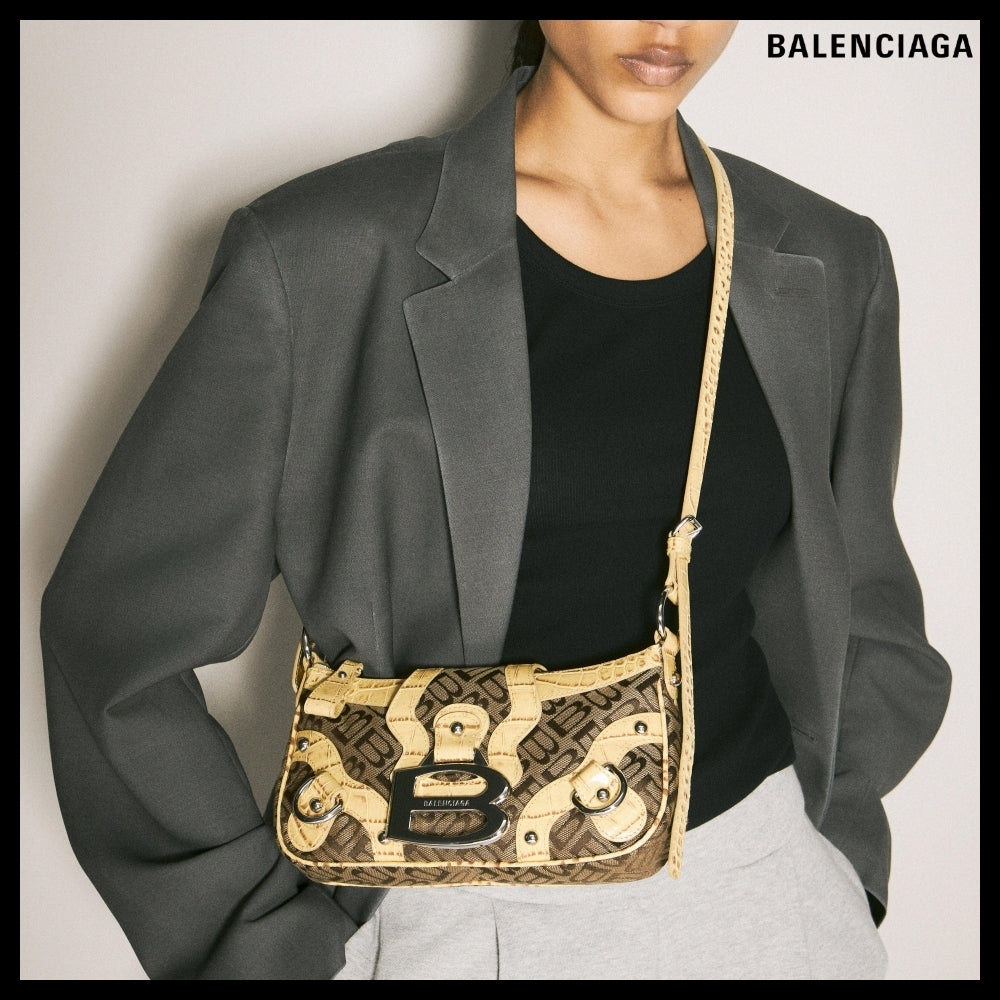 【BALENCIAGA】Essex Small Shoulder Bag Ebony Beige Mustard