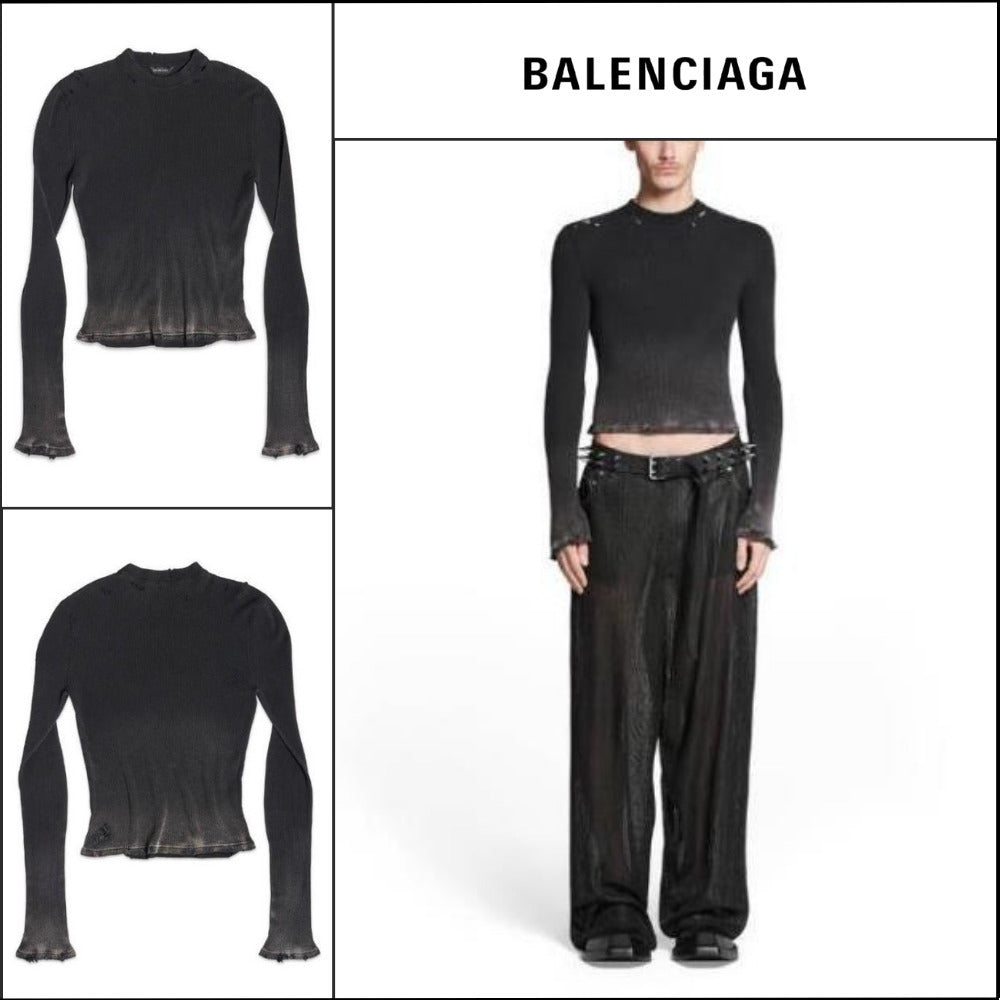 【BALENCIAGA】Women's Long Sleeve Top Black Fade