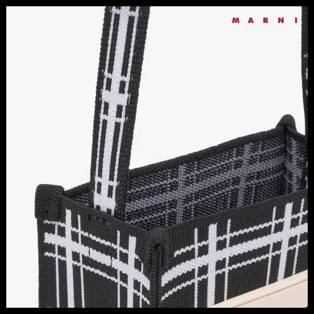 【MARNI】Mini Jacquard Check Shoulder Bag Black White