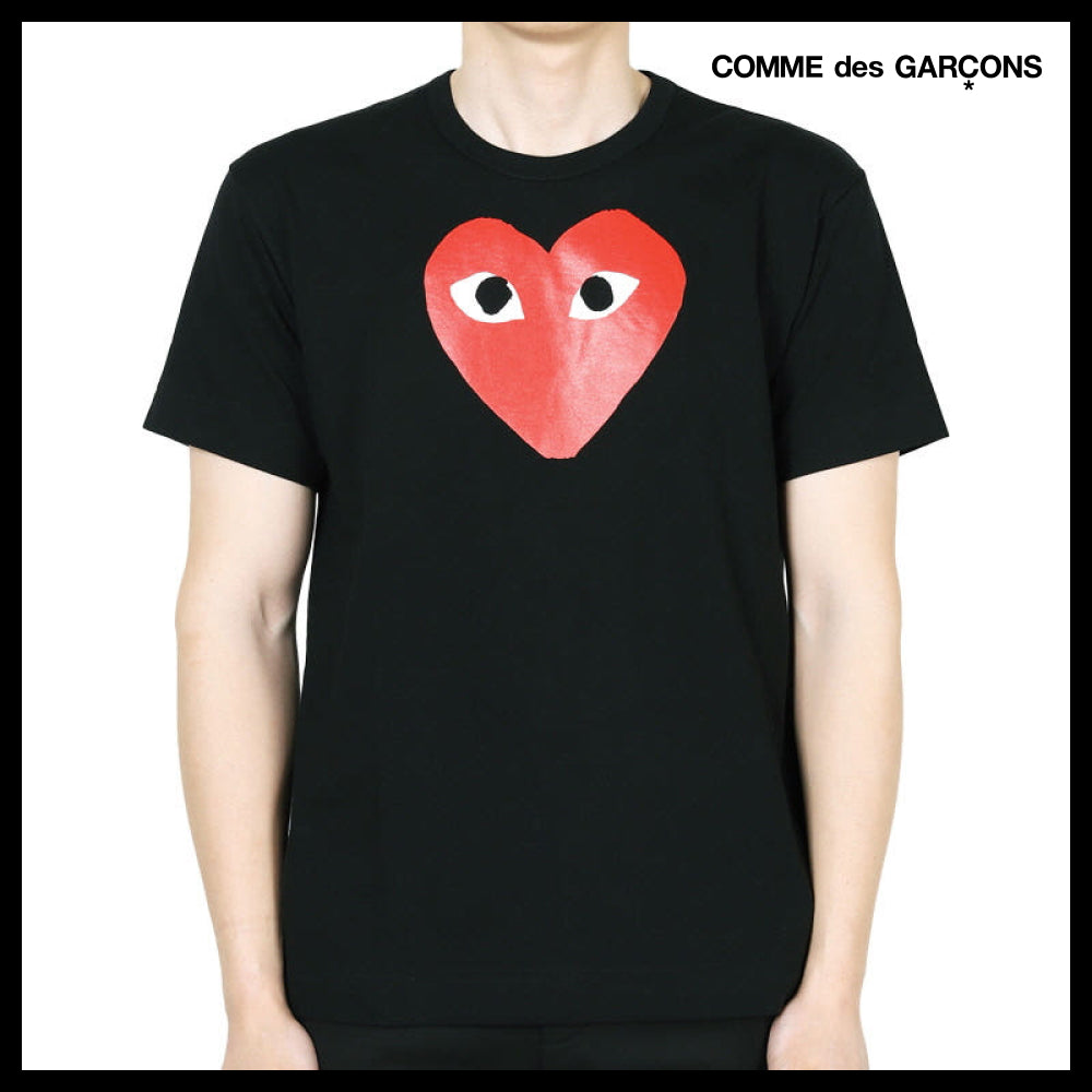 【COMME des GARCONS】 Mens Red Heart Printing Short Sleeve