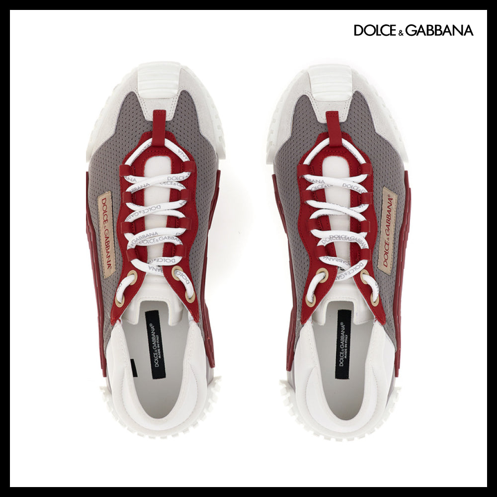 【Dolce & Gabbana】FABRIC SNEAKERS GREY / RED
