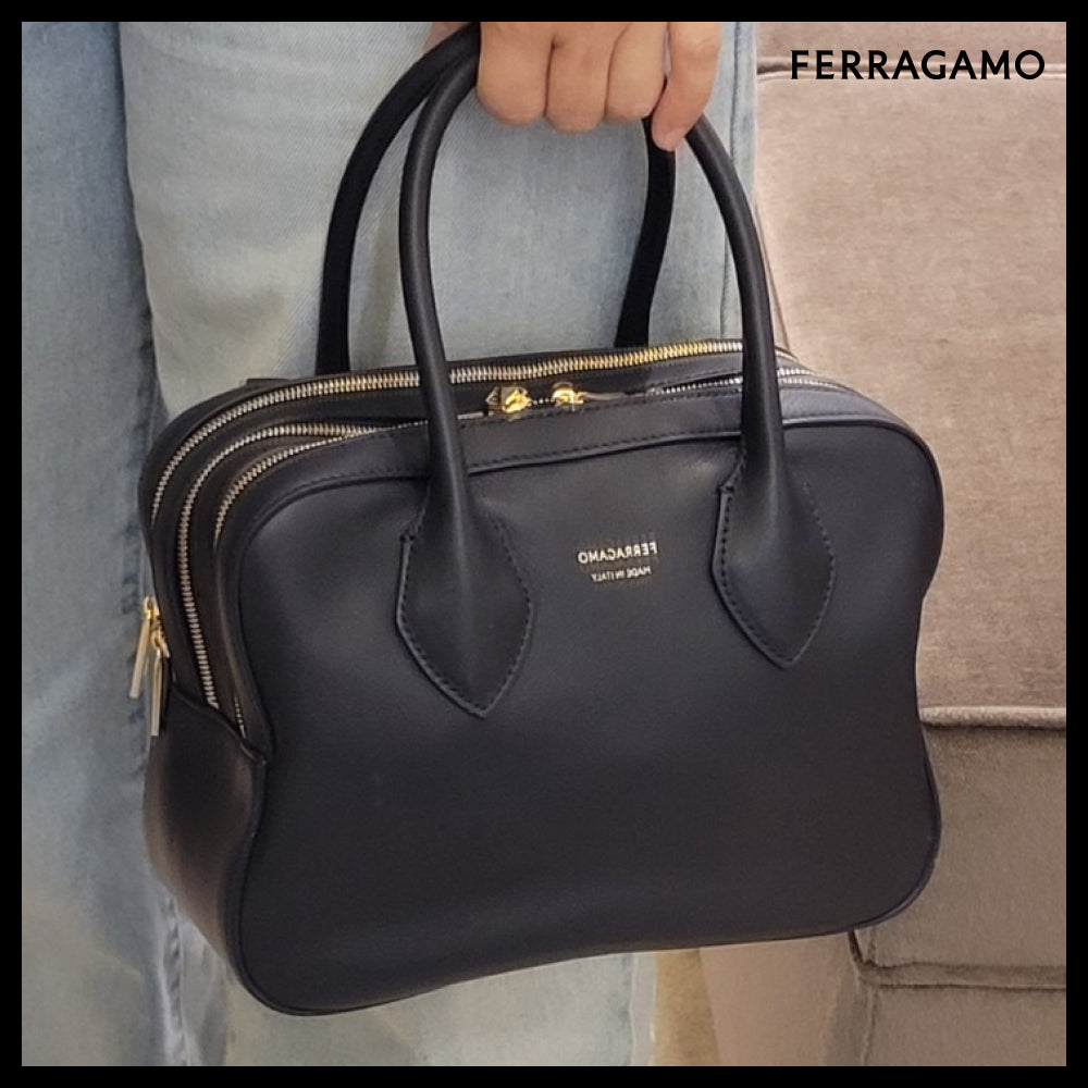 【Ferragamo】Gancini STAR TH tote bag midnight