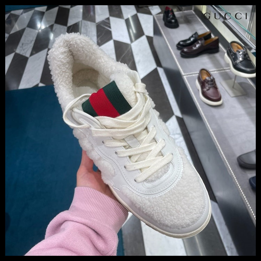 【GUCCI】Re-Web Fur Women’s Sneakers White