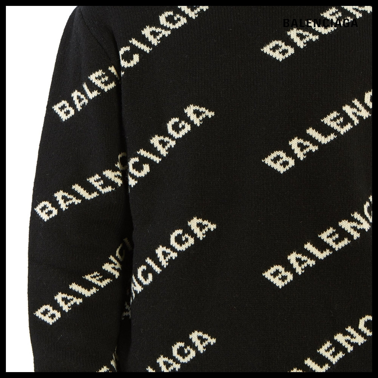 【BALENCIAGA】Allover Logo Sweater Black White