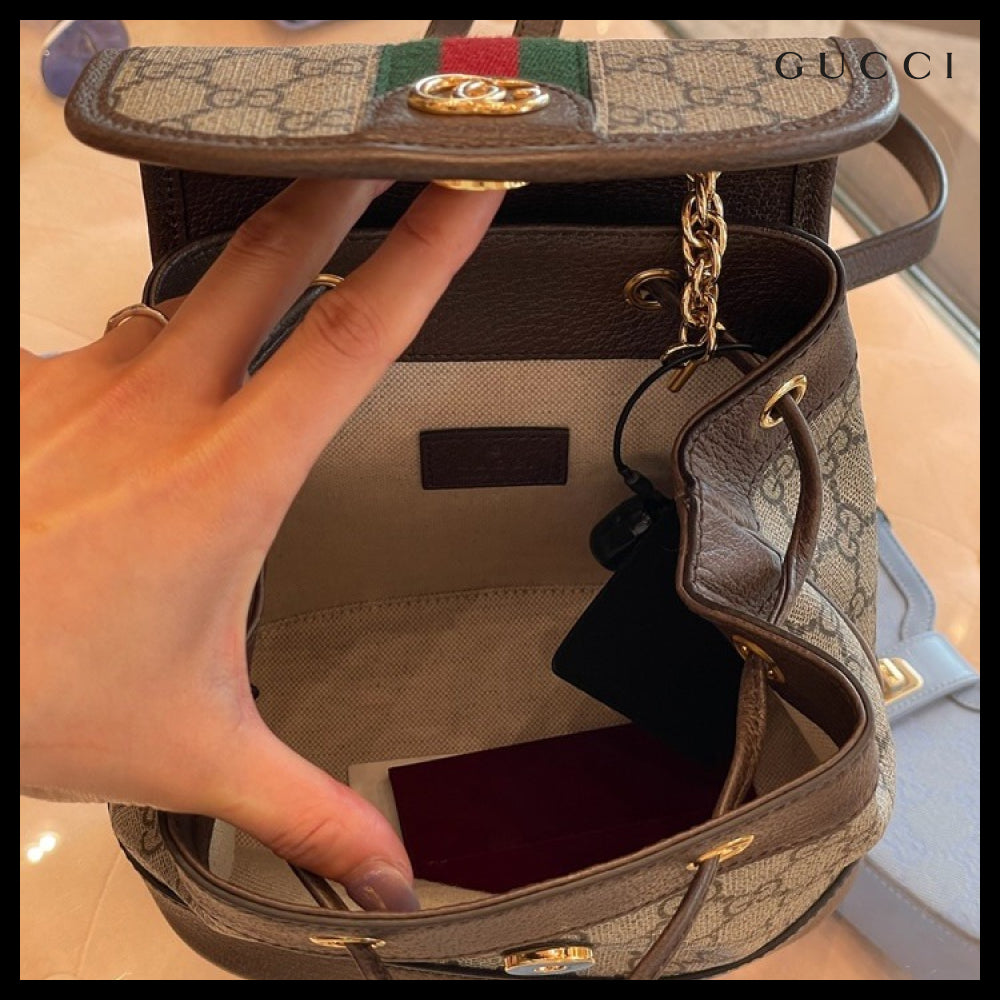 【GUCCI】GG Ophidia Supreme Mini Backpack Beige Ebony