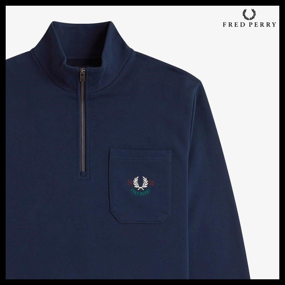 【FRED PERRY】ClubhouseEmbroideredChampionHalfzipSweatshirt