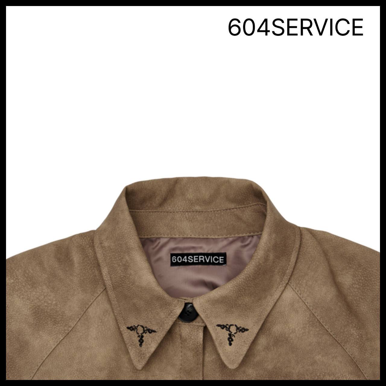 【604service】EMBROIDERED LEATHER JACKET IN BROWN