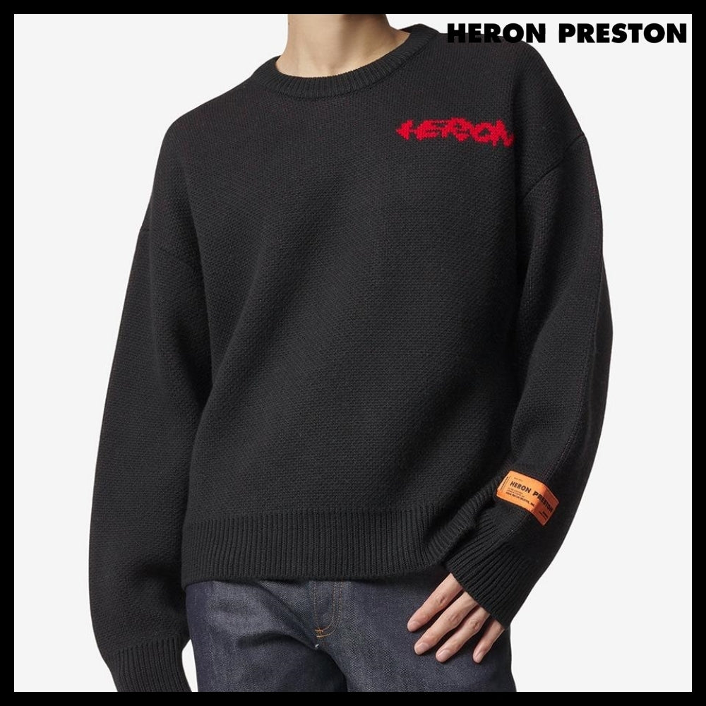 【Heron Preston】Flaming Crewneck Knit Black