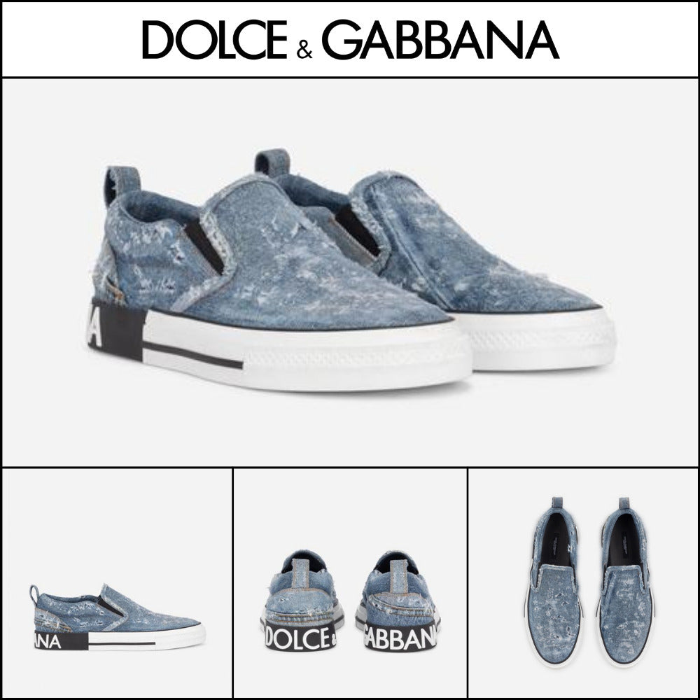 【Dolce & Gabbana】DENIM PATCHWORK CUSTOM 2.ZERO SLIP-ON