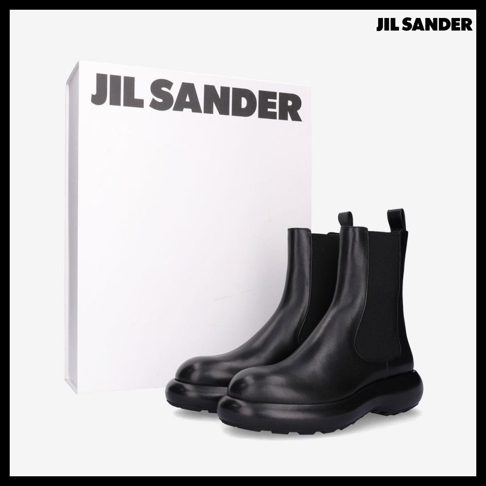 【Jil Sander】Chunky Leather Chelsea Boots Black