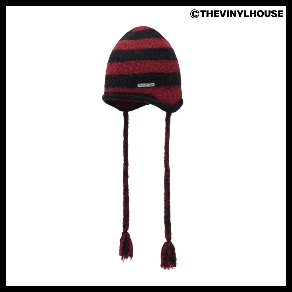 【THEVINYLHOUSE】Ear flap stripe beanie (3 colors)