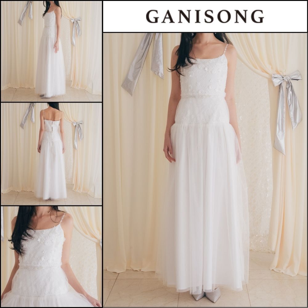 【GANISONG】Bridal Low Low Dress White