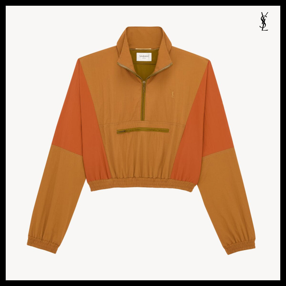 【Saint Laurent】Nylon Faille CASSANDRE Cropped Windbreaker