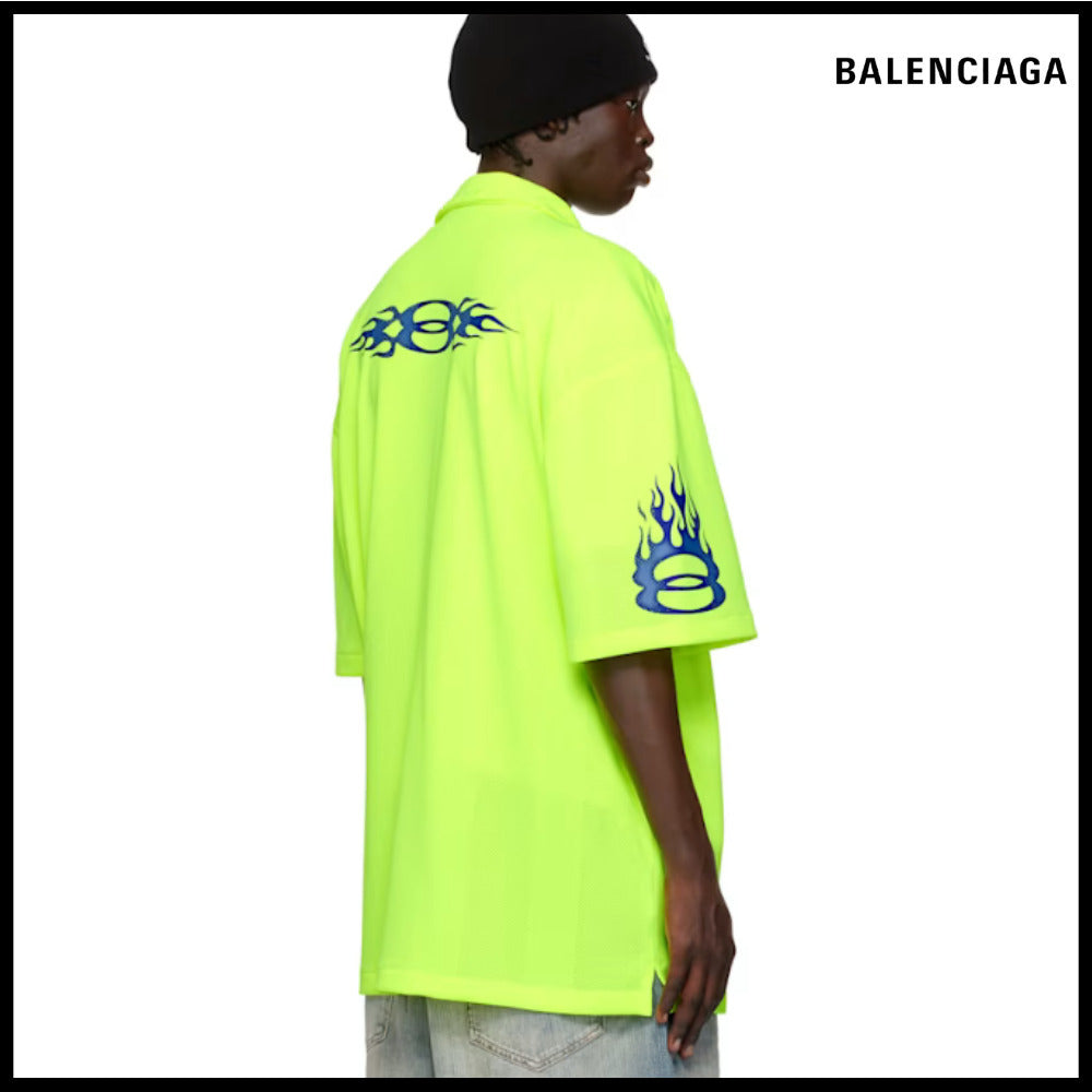 【BALENCIAGA】Short Sleeve Shirt Fluorescent Yellow