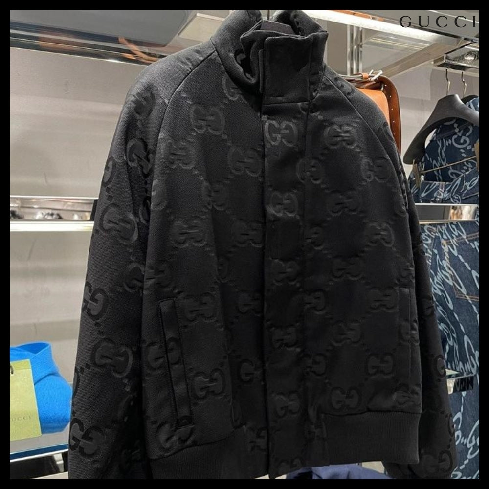 【GUCCI】Jumbo GG Canvas High-Neck Jacket Black